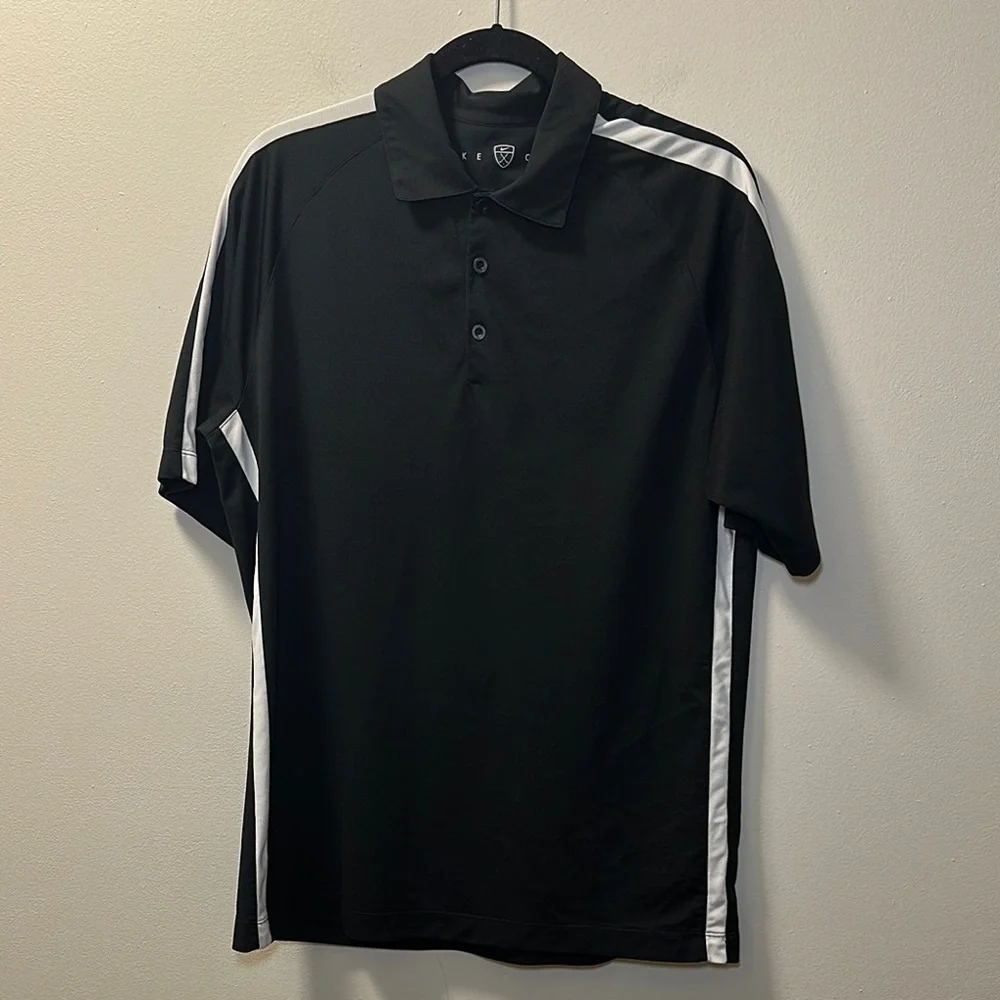 Nike Golf Men’s Black/White Stripe Gold Polo Sz L
